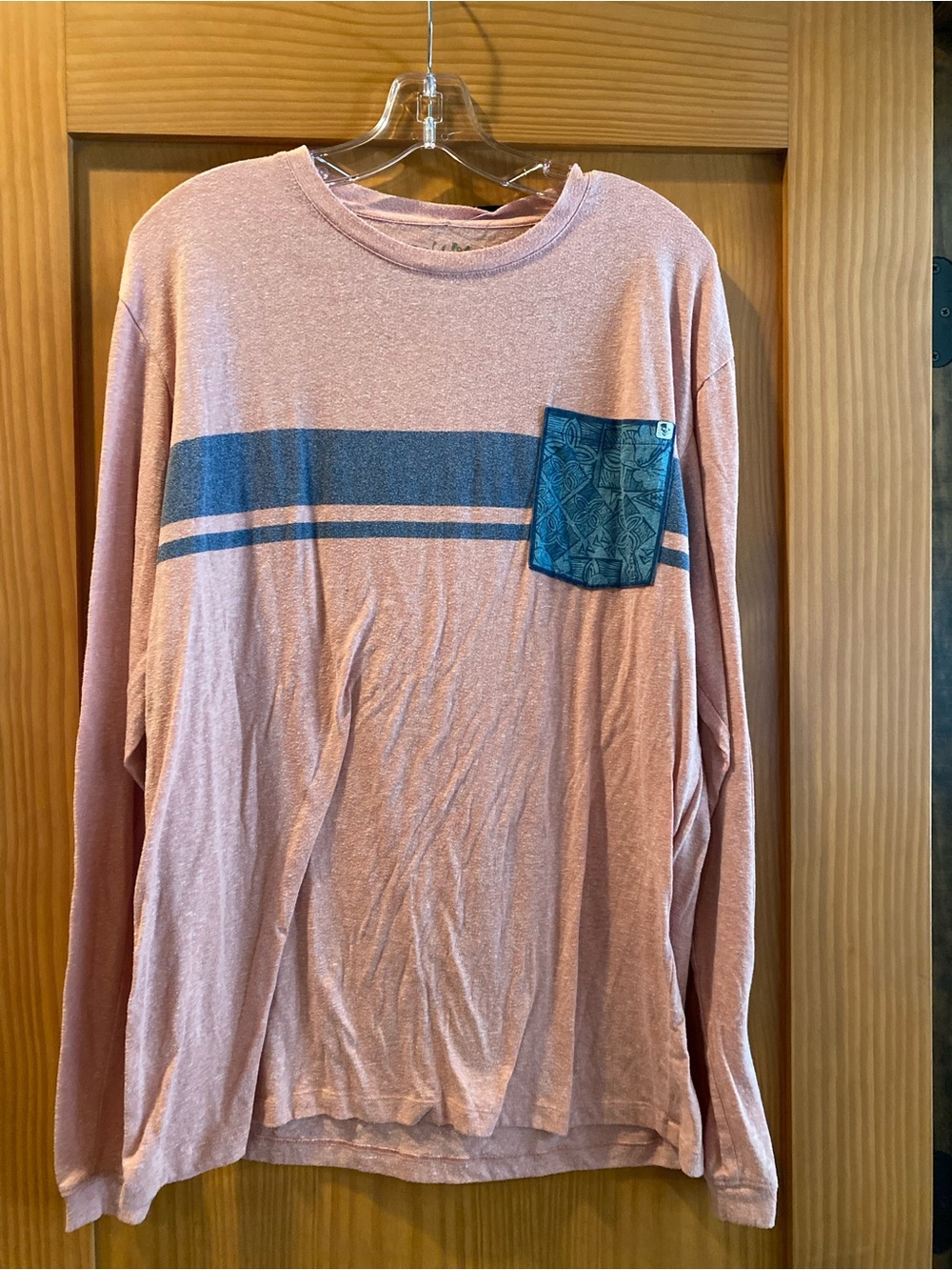 Salt Life Men’s Salt Wash Salmon Blue Stripe Pocket L /S T-Shirt NWT L